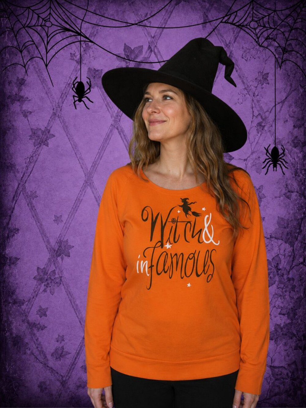 Fairy Fashion 🧵🧚‍♂️ Pumpkin Orange Witchy Graphic Long Sleeve T-Shirt Large